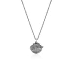 Oxidised Silver Seashell Box Pendant with Box Chain