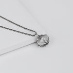 Oxidised Silver Seashell Box Pendant with Box Chain