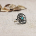 Oxidised Silver Turquoise Chakra Ring