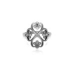 Oxidised Four Clover Ring