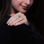 Oxidised Four Clover Ring