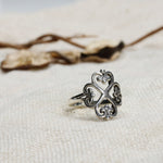 Oxidised Four Clover Ring