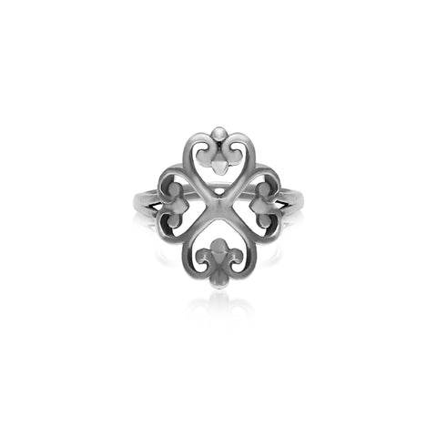 Oxidised Four Clover Ring