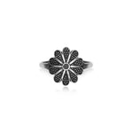 Oxidised Silver Flower Ring