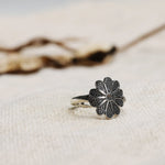 Oxidised Silver Flower Ring