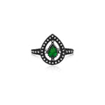 Oxidised Forest Green Drop Ring