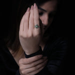 Oxidised Forest Green Drop Ring