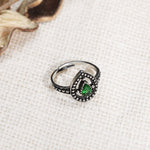 Oxidised Forest Green Drop Ring