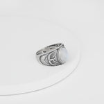 Oxidised Silver Moon Studded Ring