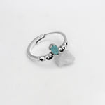 Oxidised Silver Sea Green Ring
