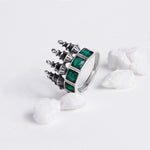 Oxidised Emerald Green Tower Ring