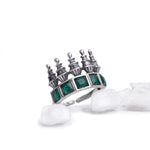 Oxidised Emerald Green Tower Ring