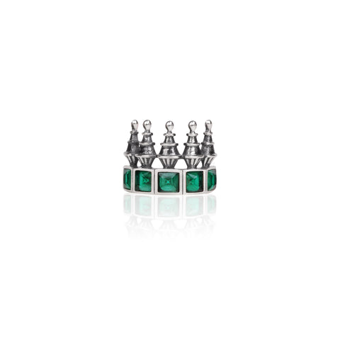 Oxidised Emerald Green Tower Ring