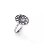 Oxidised Silver Flower Blossom Ring