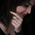 Oxidised Silver Flower Blossom Ring