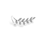 Oxidised Silver Pearl Leaf Ring