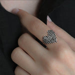Oxidised Silver Studded Heart Ring