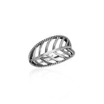Oxidised Wrapped Leaf Ring
