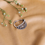 Oxidised Wrapped Leaf Ring