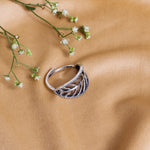 Oxidised Wrapped Leaf Ring