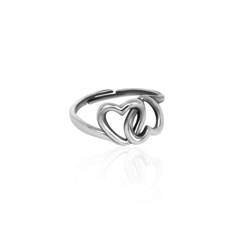 Oxidised Silver Interlinked Heart Ring