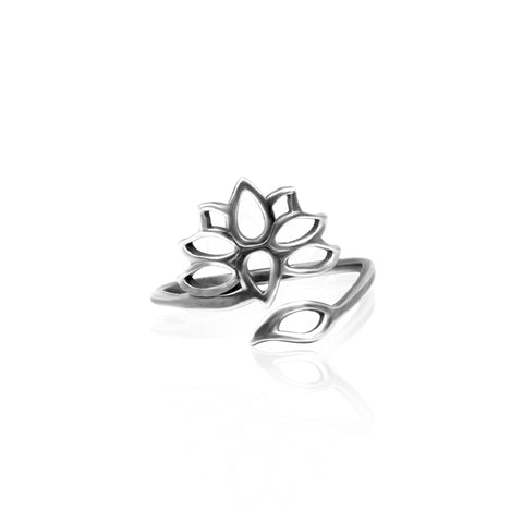 Oxidised Silver Lotus Ring