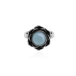 Oxidised Silver Moonstone Flower Ring