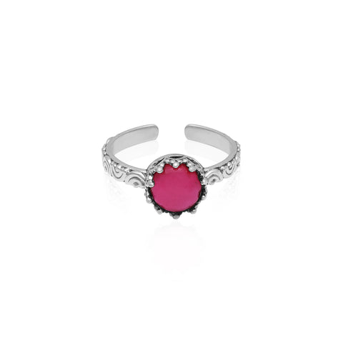 Oxidised Silver Pop Pink Ring