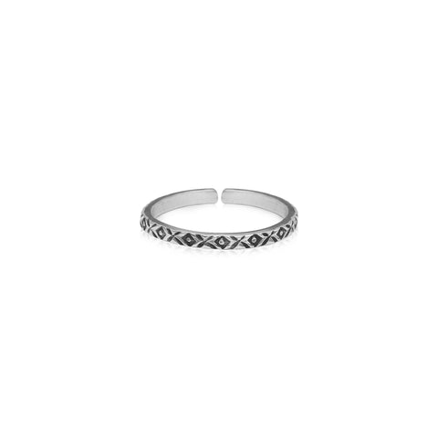Oxidised Silver Minimal Tribal Ring