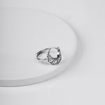 Oxidized Silver Crescent Ring