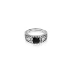 Oxidised Silver Stylish Black Stone Ring