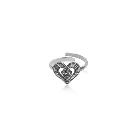 Oxidised Silver Heart Ring