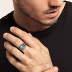Oxidised Silver Aquamarine Ring