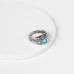 Oxidised Silver Aquamarine Ring