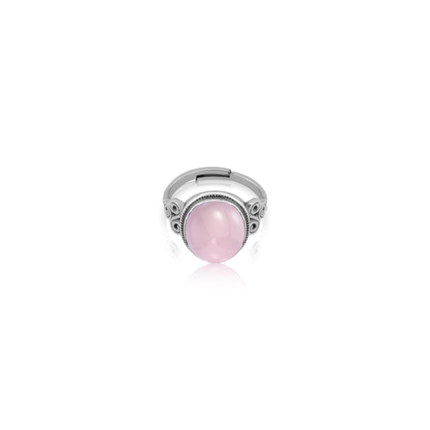 Oxidised Silver Pink Chalcedony Ring