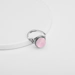 Oxidised Silver Pink Chalcedony Ring
