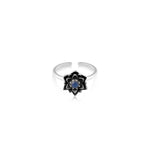 Silver Lotus Stone Ring