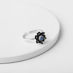 Silver Lotus Stone Ring