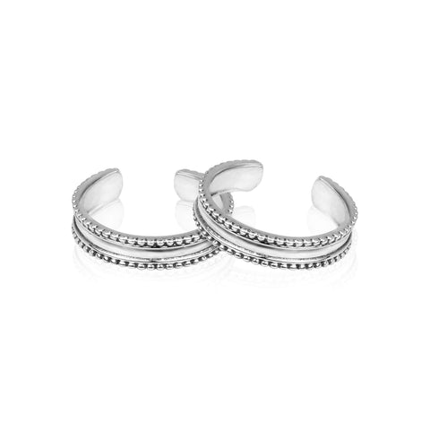 Oxidised Silver Layered Bead Toe Ring